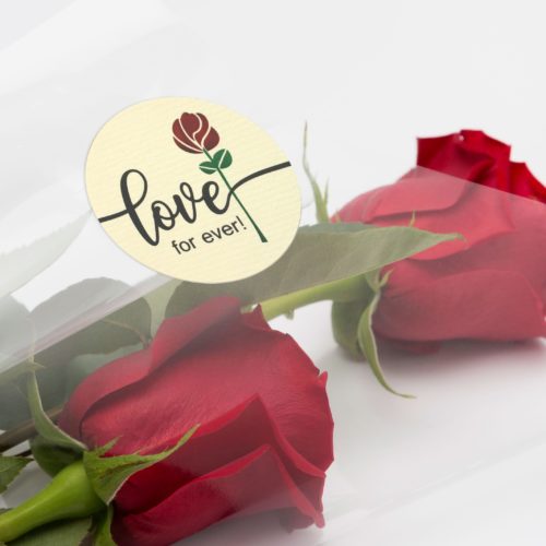 Label "LOVE FOR EVER!" with rose - Image 3
